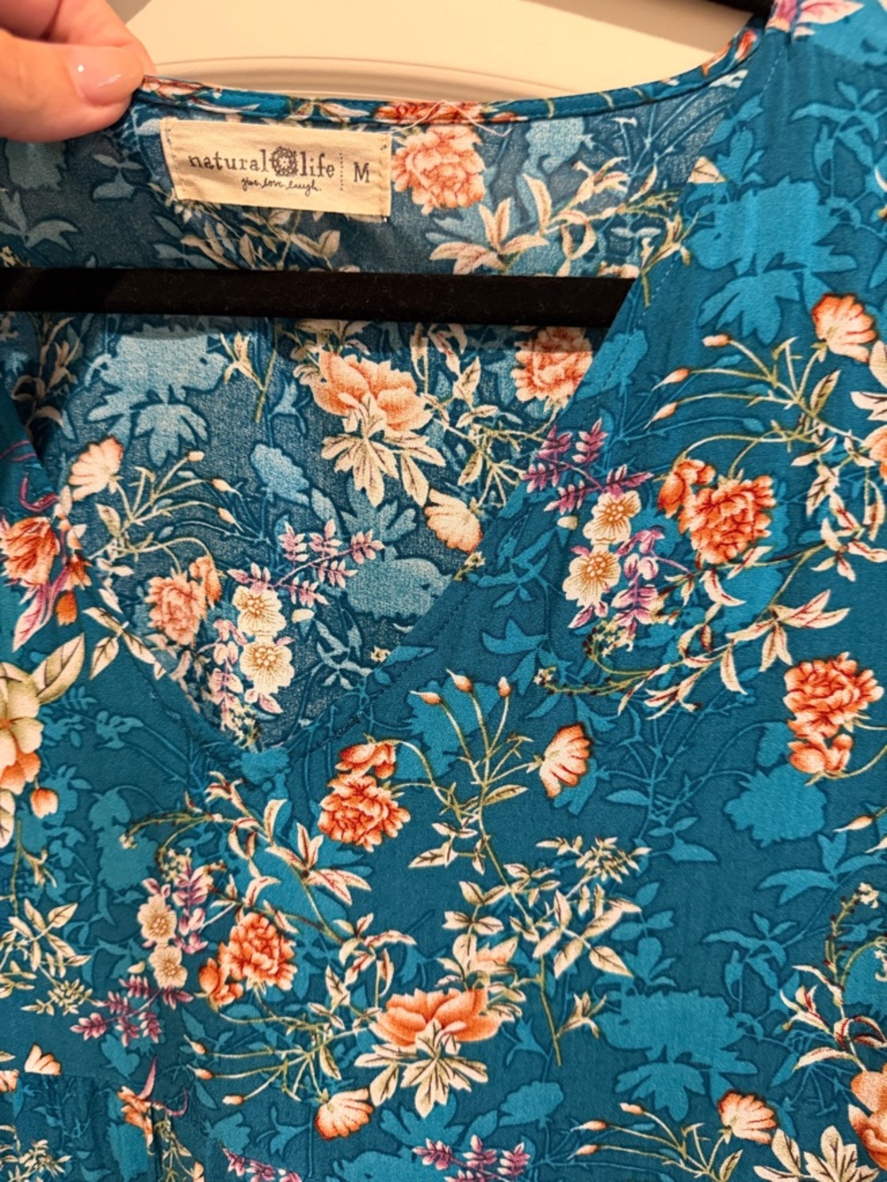 Natural life size medium blue floral dress - Picture 3 of 5